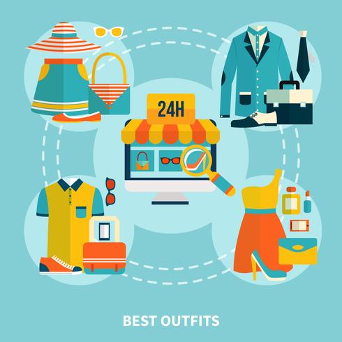 Shop Best Outfits Online Round Composition vector