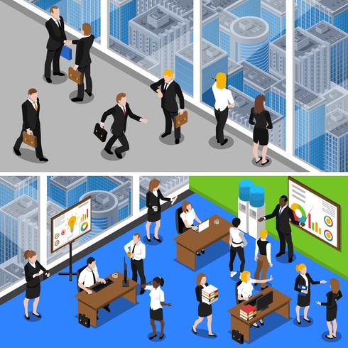 Business People 2 Isometric Banners  vector