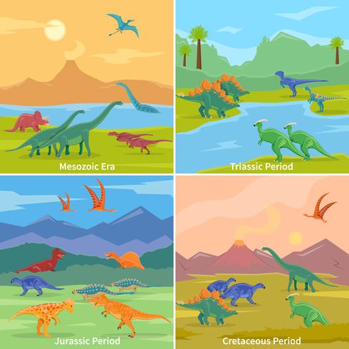 Dinosaurs 2x2 Design Concept vector