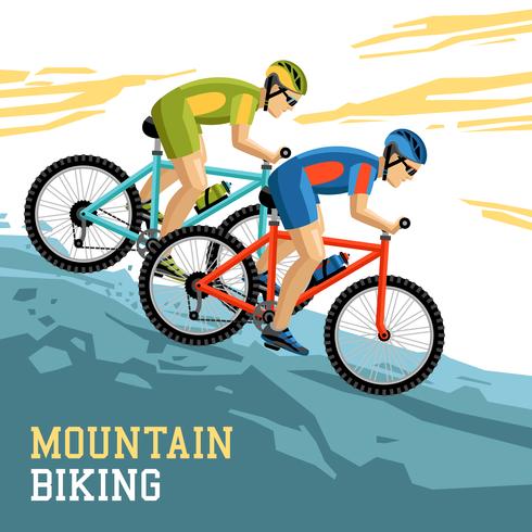 Ilustración de ciclismo de montaña vector