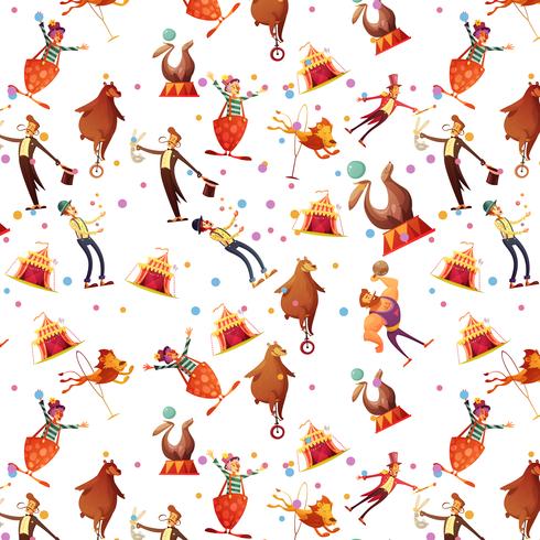 Circus Seamless Decorative Retro Cartoon Pattern   vector