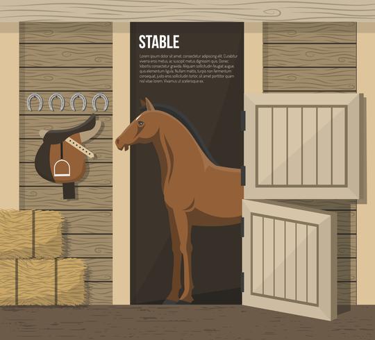  Horse Breeding Farm Stable Stall Poster vector