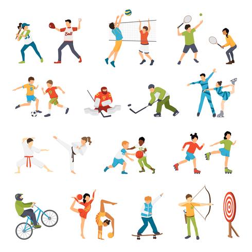 Niños Sport Icons Set vector