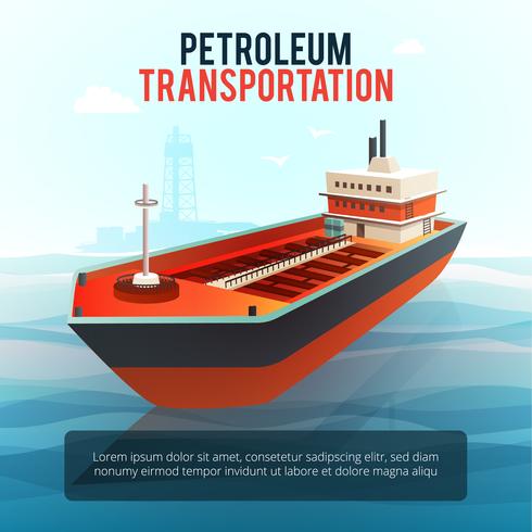 Oil  Petroleum Transportation Tanker Isometric Poster  vector