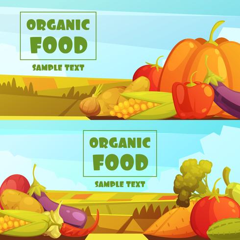 Conjunto de Banners Retro de Alimentos Orgánicos 2 vector