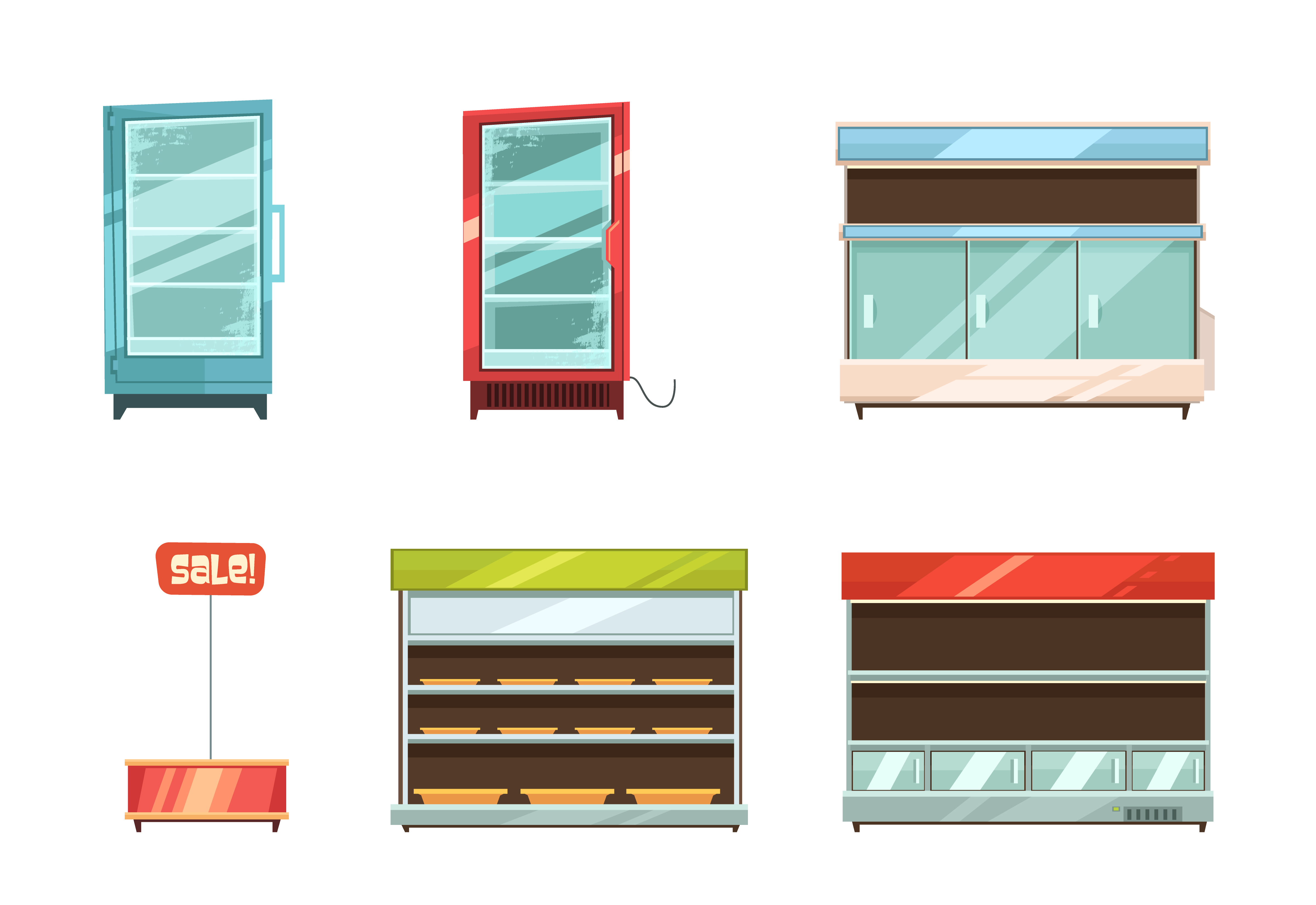Supermarket Displays Racks Shelves Icons Set 484122 Vector Art at Vecteezy