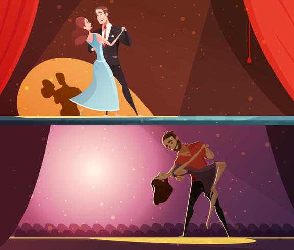 Retro Dance Studio 2 Banners Set  vector