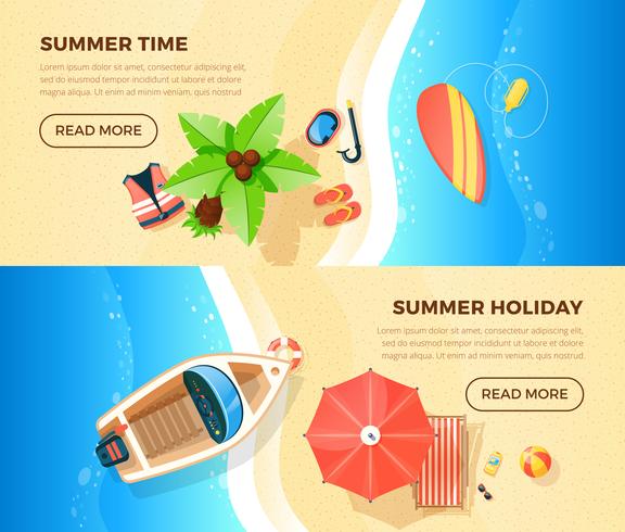 Beach Vacation Top View 2 Banners  vector