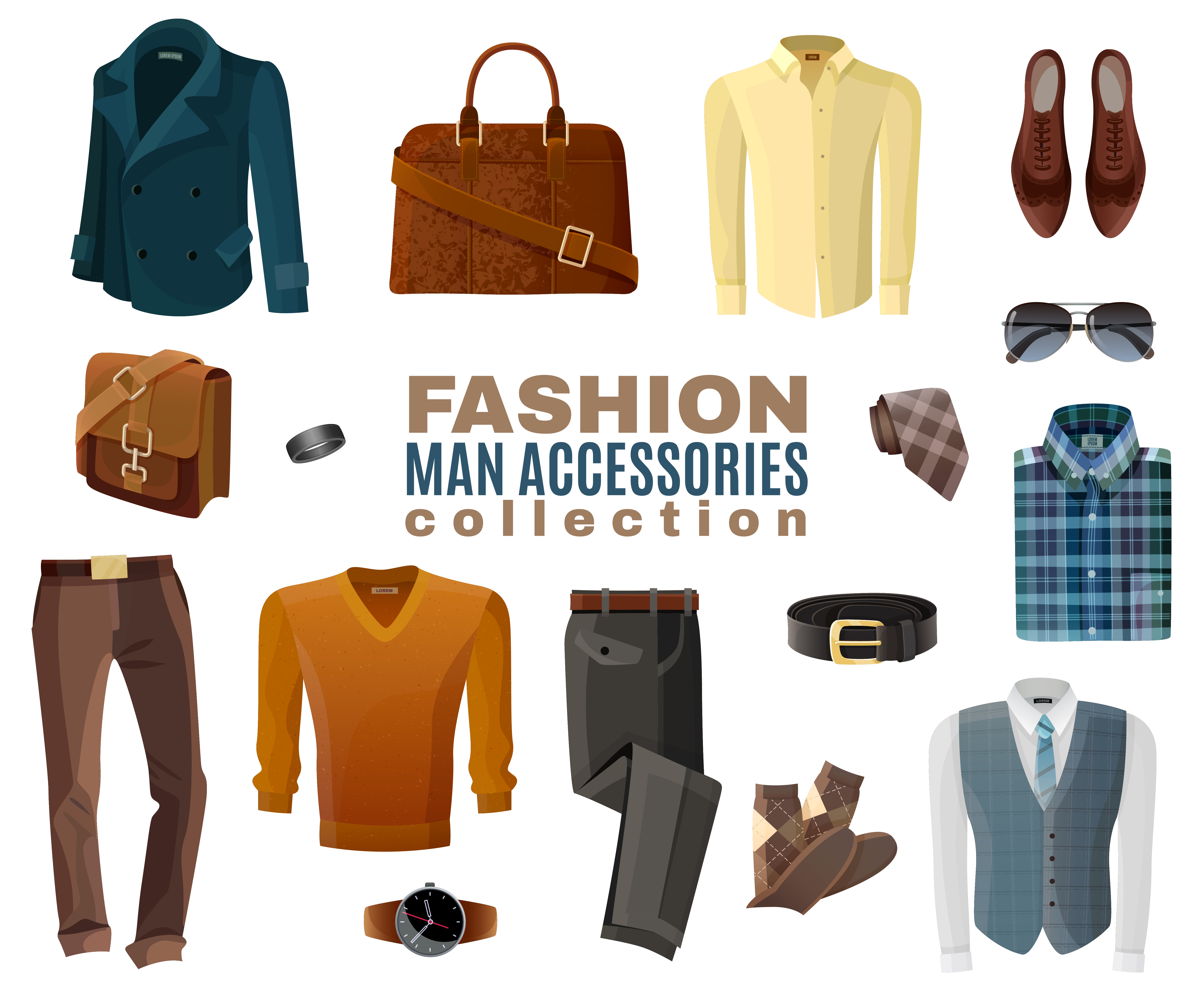 Fashion Man Accessories Collection 484239 Vector Art at Vecteezy