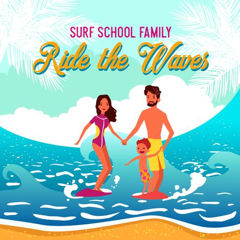 Escuela de surf ilustración vectorial vector