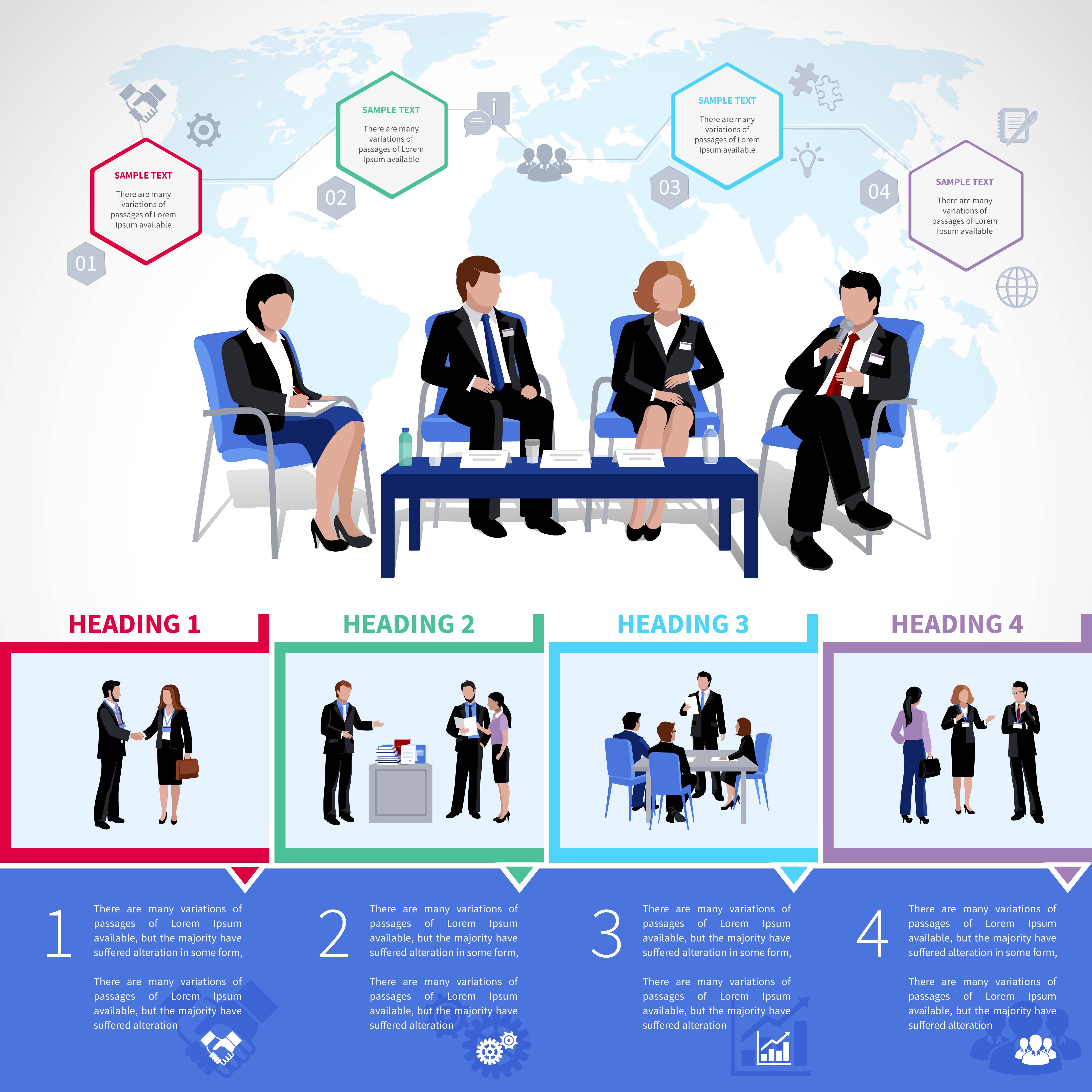 Meeting People Infographics Set 484251 Vector Art at Vecteezy