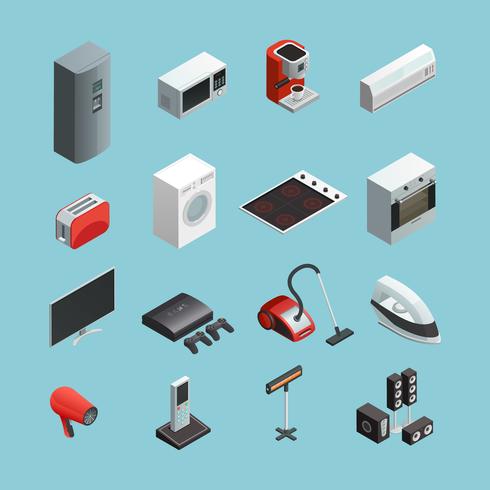 Household Appliances Isometric Icons Set vector