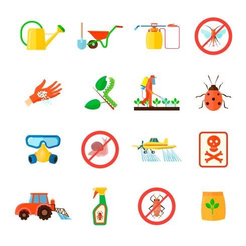 Pesticides Icons Set  vector