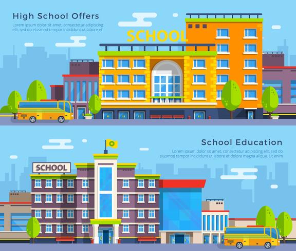 School Flat Banners vector