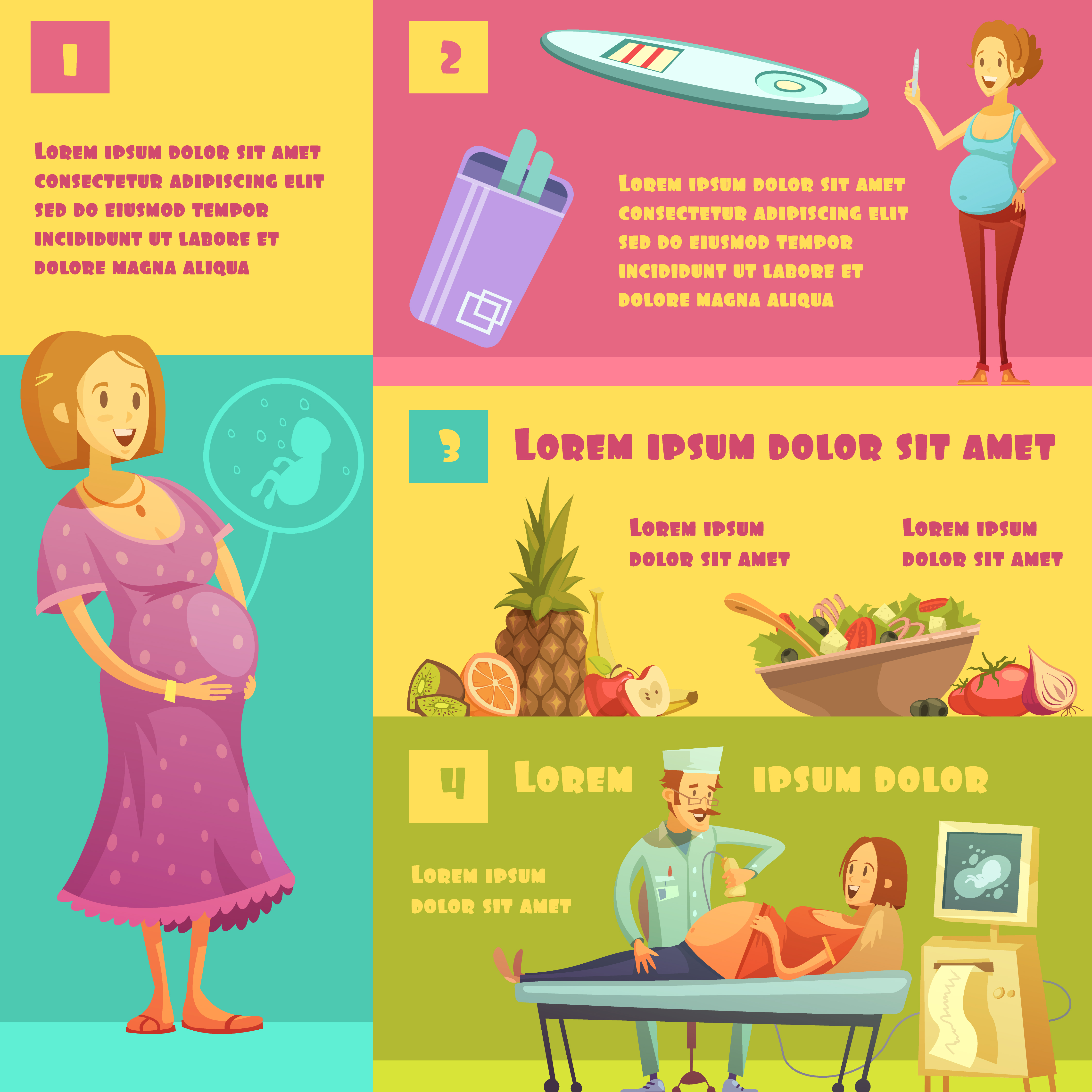 Pregnancy Stages Infographic Retro Style Poster 484294 Vector Art at