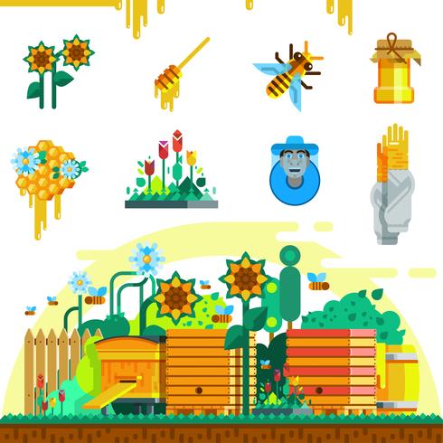 Apiary Icons Set vector