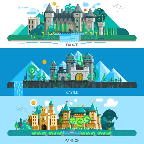 Antique Castles Horizontal Banners vector