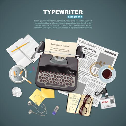 Fondo periodista máquina de escribir vector