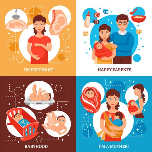 Conjunto de iconos de concepto de padres vector