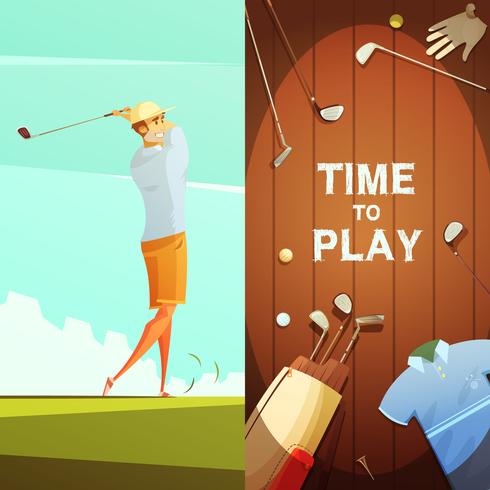 Golf 2 Retro Vertical Banners Set  vector