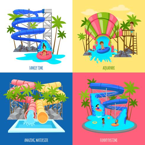 Concepto de diseño de Aquapark vector