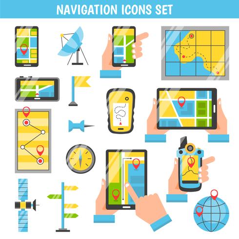 Navigation Flat Color Decorative Icons  vector