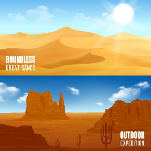 Banners horizontales del desierto vector