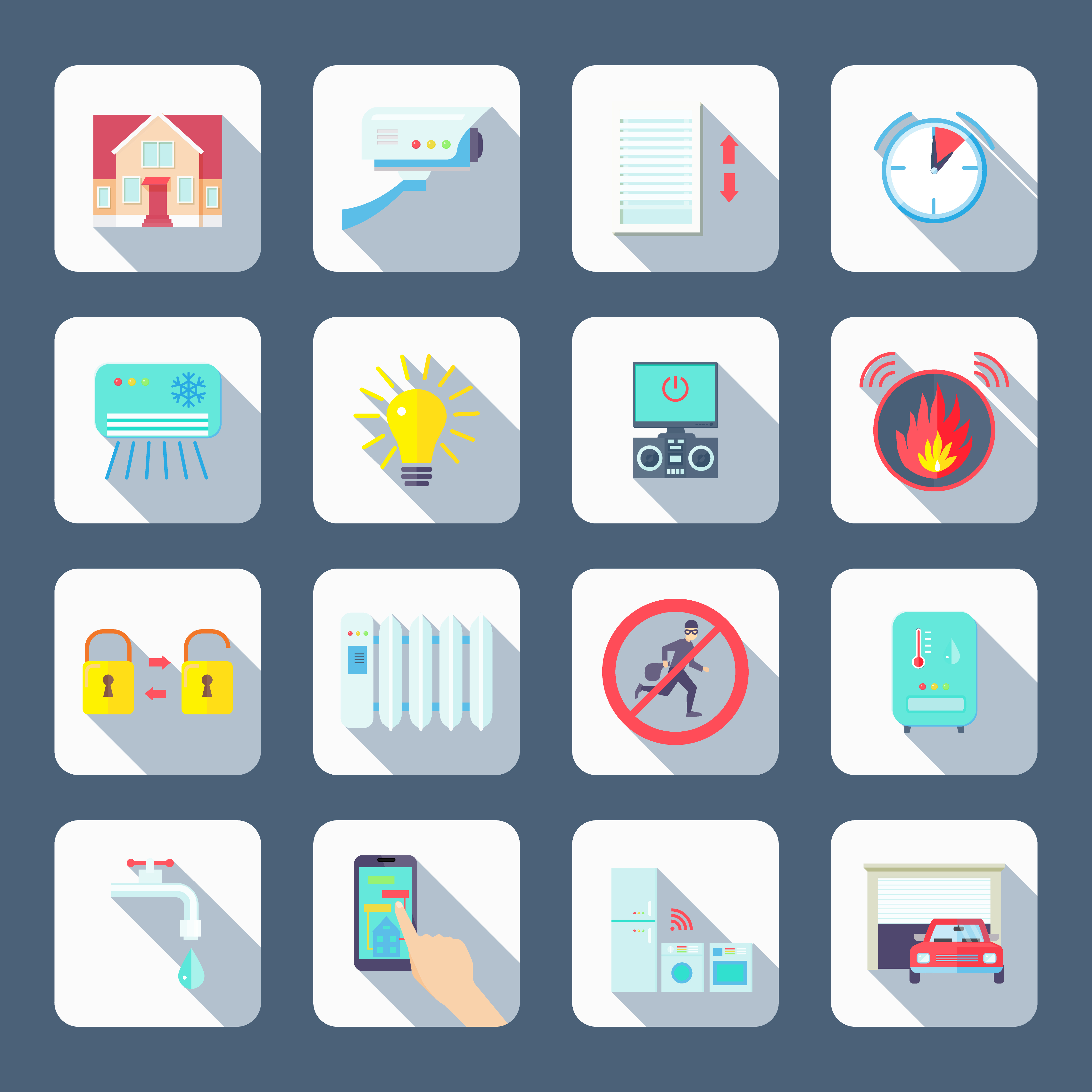 Smart House Square Icons Set Download Free Vectors Clipart Graphics Vector Art