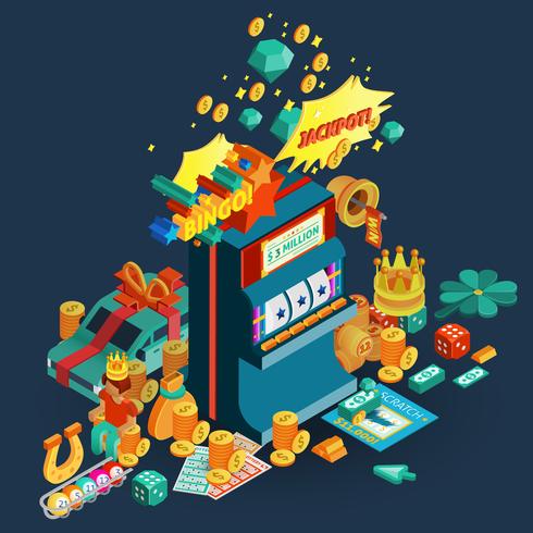 Lottery Jackpot Isometric Composition vector