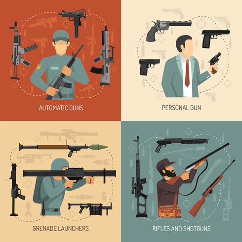 Weapons Guns 2x2 Design Concept vector