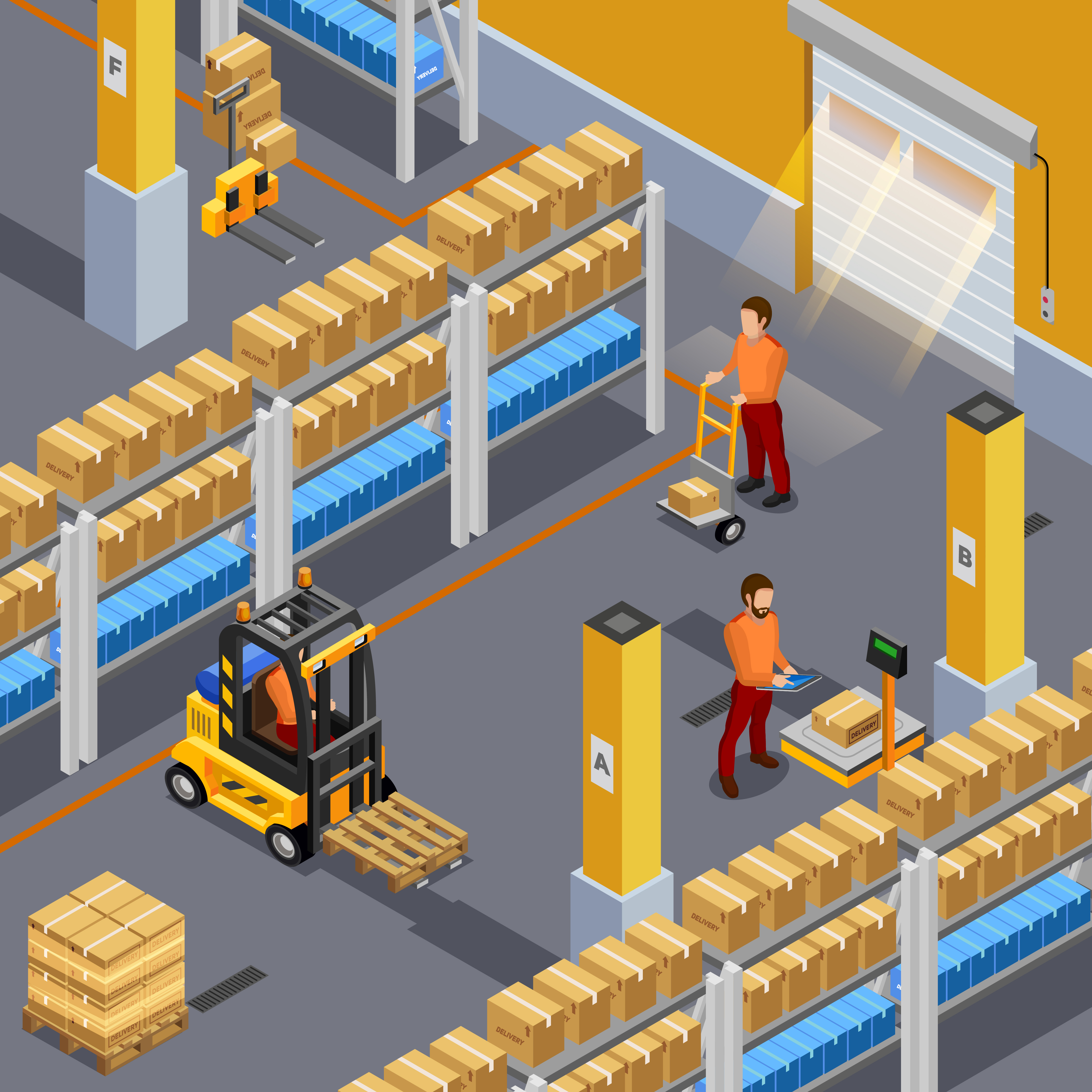 Inside Warehouse Illustration 484450 Vector Art at Vecteezy