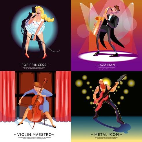 Music 2x2 Concept Banners vector