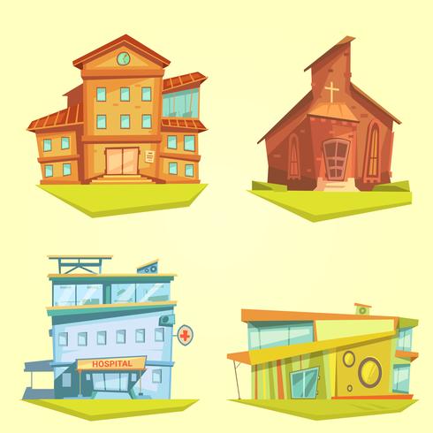 Building Cartoon Set vector