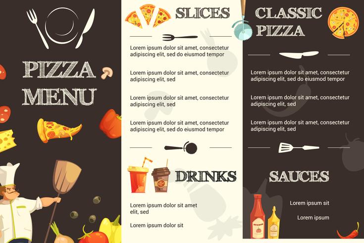 Pizza Menu Flat Template For Restaurant vector