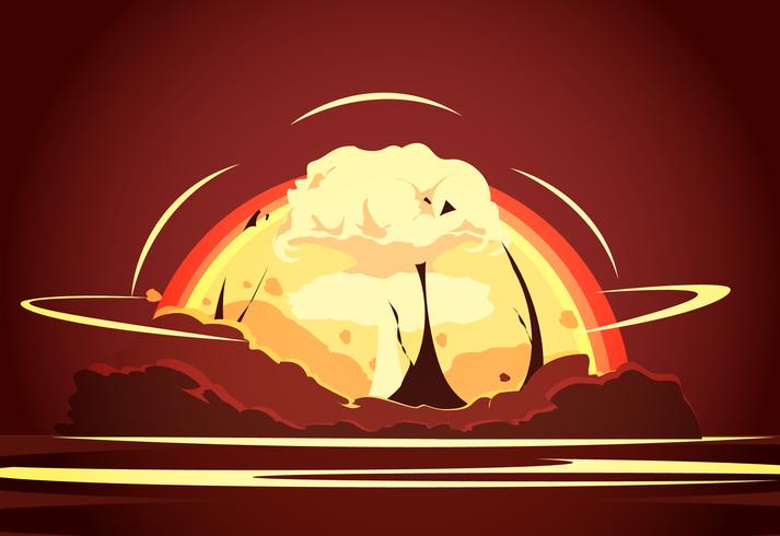 Nuclear Bomb Explosion Retro Cartoon Poster  vector