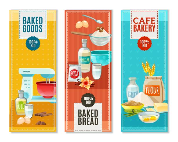 Banners de ingredientes para hornear vector