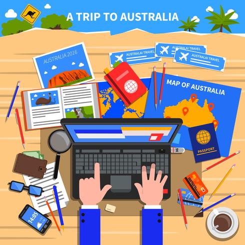 Trip To Australia Illustration  vector