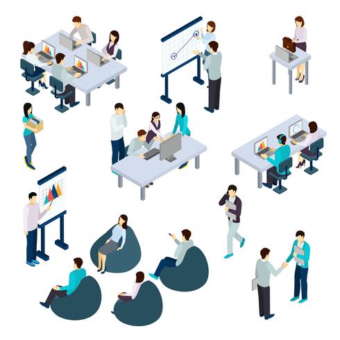 Coworking Isometric Set vector