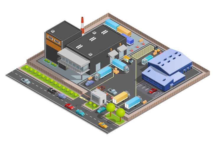 Isometric Composition OF Warehouse vector