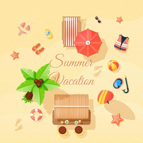  Beach Elements Set Top View Poster  vector