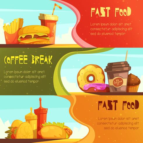 Fast Food 2 Retro Banners Set vector