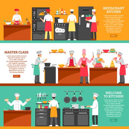 Cocina Master Class Banners horizontales vector