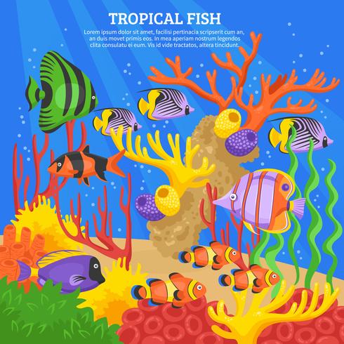 Fondo de mar de peces tropicales vector