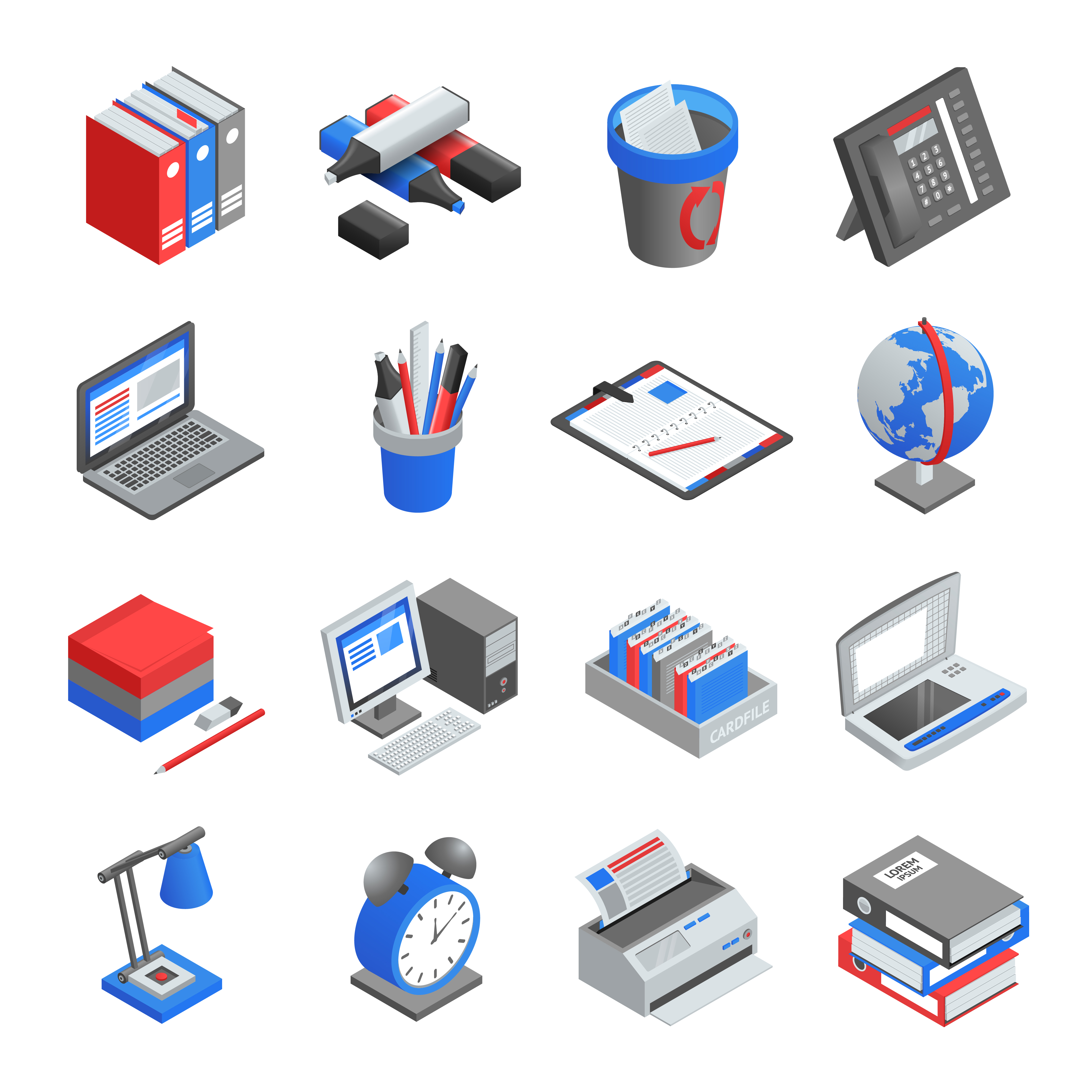 Office Tools Isometric Icons Set 484645 Vector Art at Vecteezy