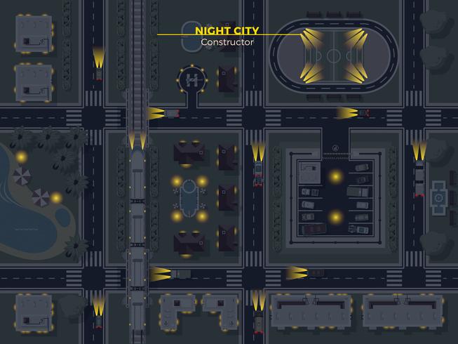 Night City Top View vector