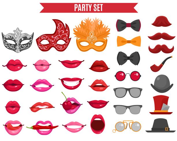 Iconos de fiesta establecidos en estilo retro vector