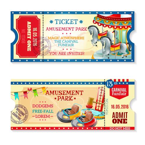  Invitation Tickets To Carnival In Amusement Park vector