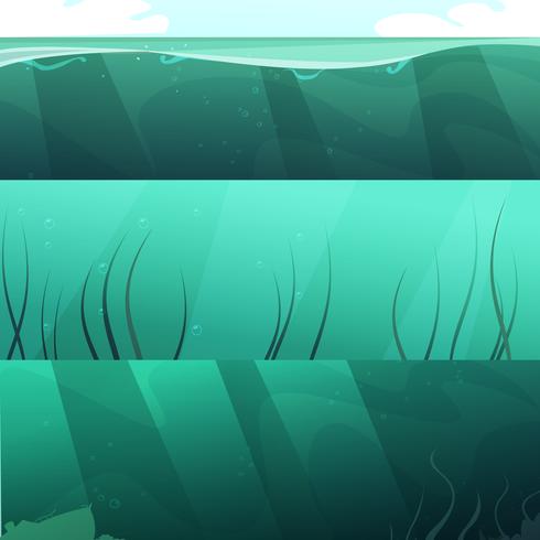 Ocean Green Water Horizontal Banners Set  vector
