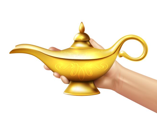 Aladdin Lamp And Hand Illustration vector