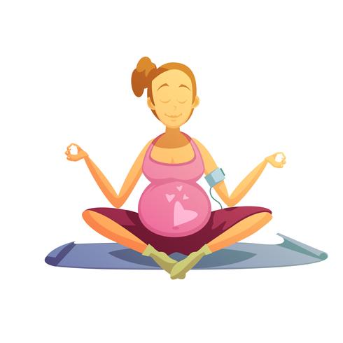 Pregnancy Yoga Exercises Retro Cartoon Poster - Download Free Vectors, Clipart Graphics & Vector Art